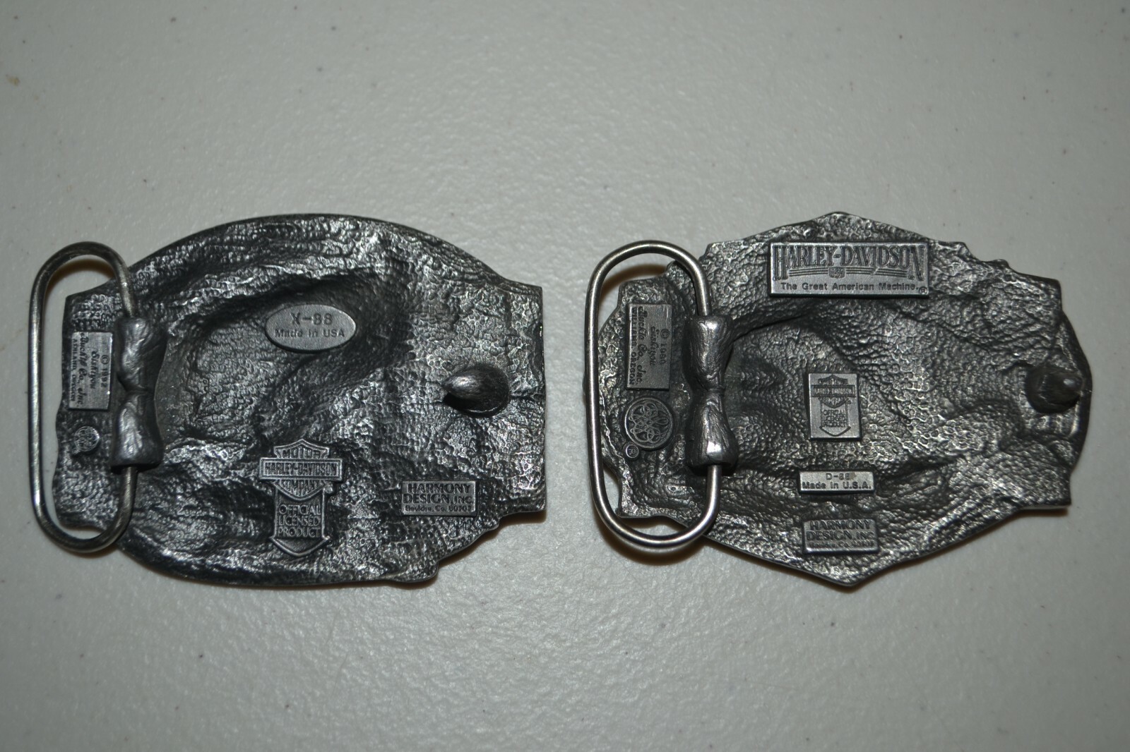1989 & 1992 Siskiyou Harley Davidson Eagle Head Belt Buckles Lot of 2