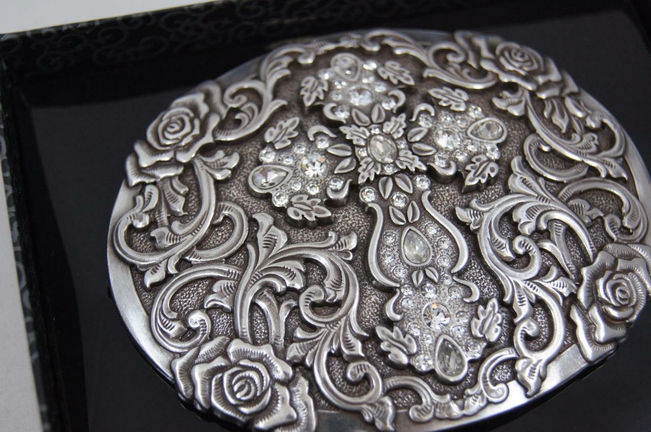 Nocona Western BLAZIN ROXX SILVER PLATED Oval Cross Belt BUCKLE 37108