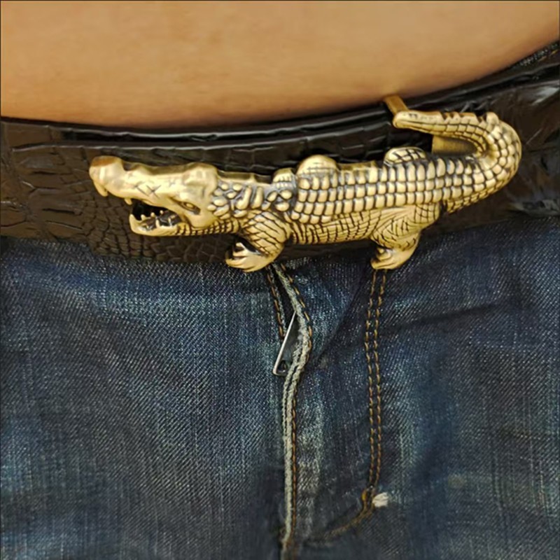 Men&rsquo;s Youth Fashion Belt Buckle Crocodile Brass Inner Smooth Buckle Belt Head