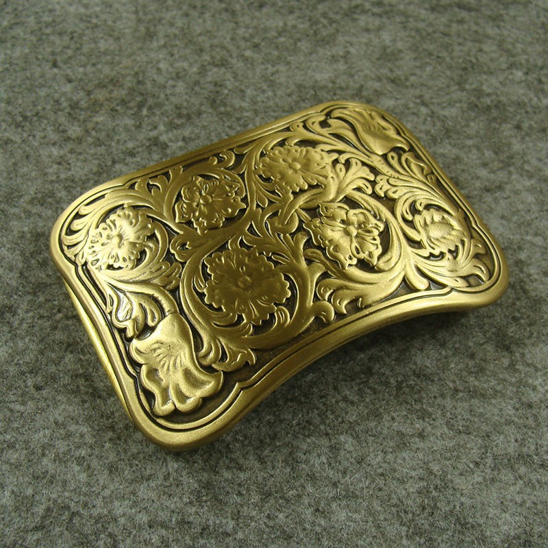 Heavy duty Solid Brass print Flowers Classical Men&rsquo;s Belt Buckles for 1.5&Prime; Belt