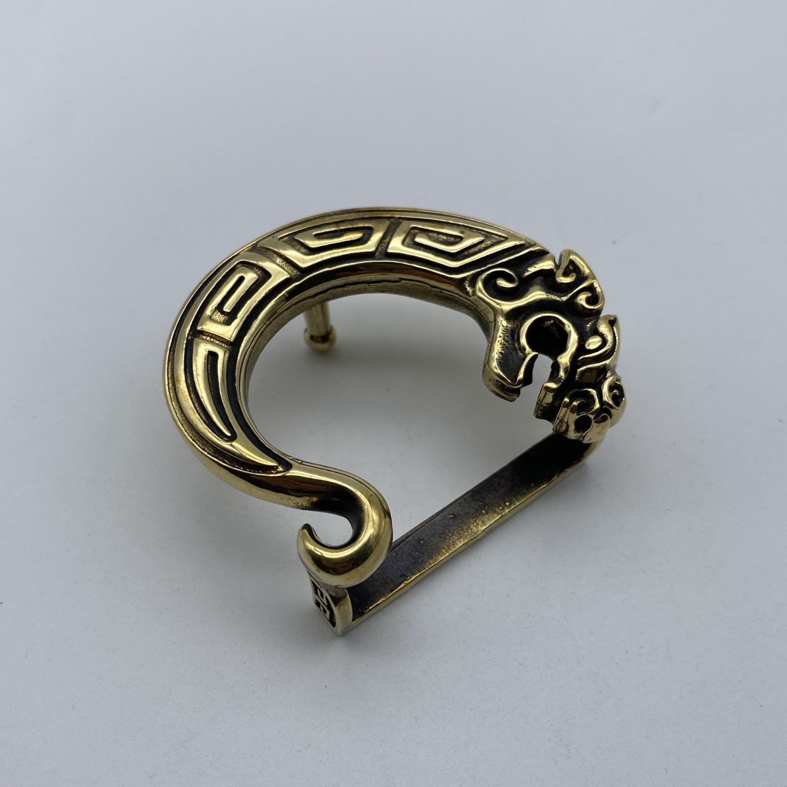 Brass Dragon Buckle Handmade Leather Belt Buckle