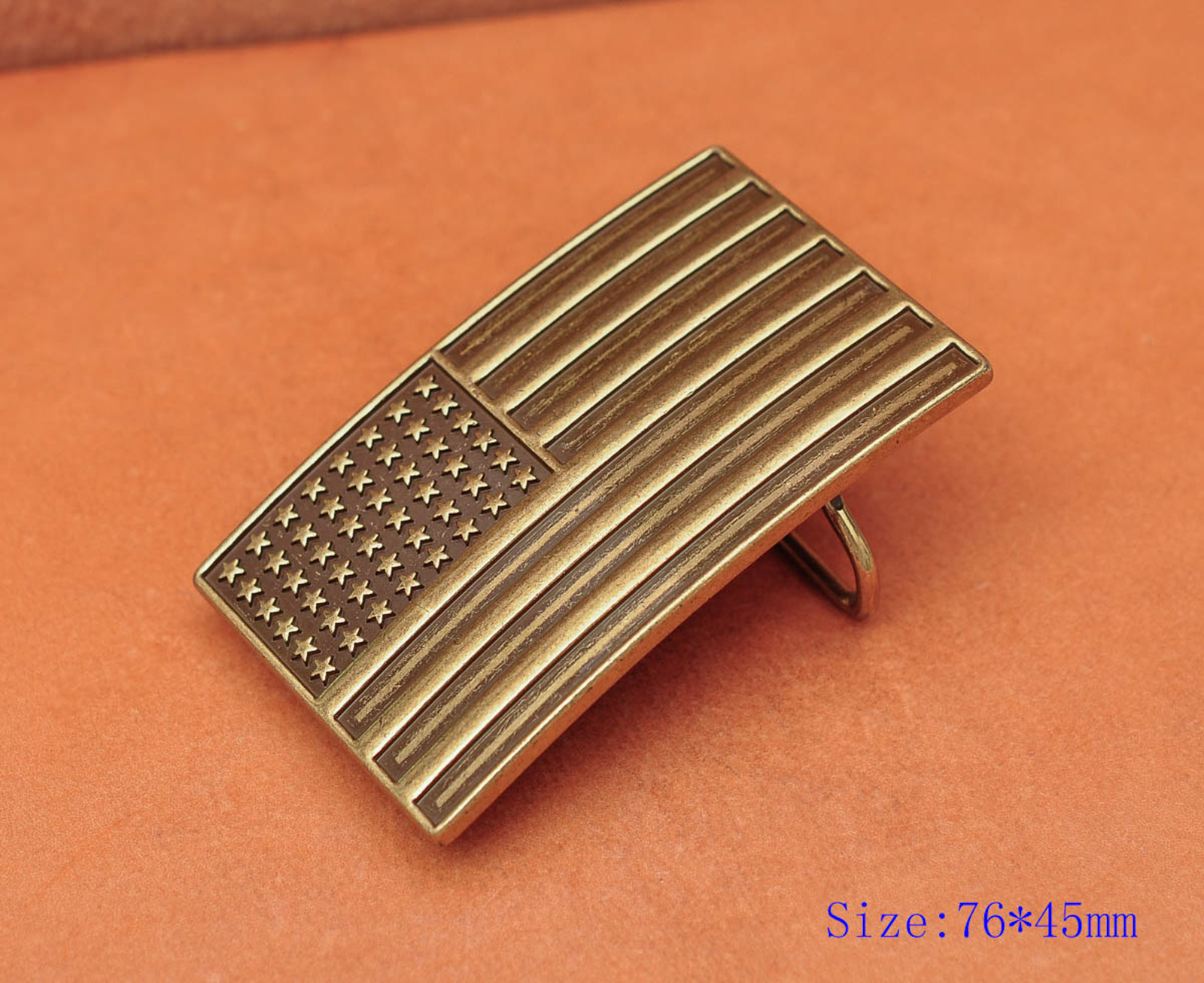 Antique Brass U.S.A. American Flag Metal leather Belt Buckle Fit 40mm Strap