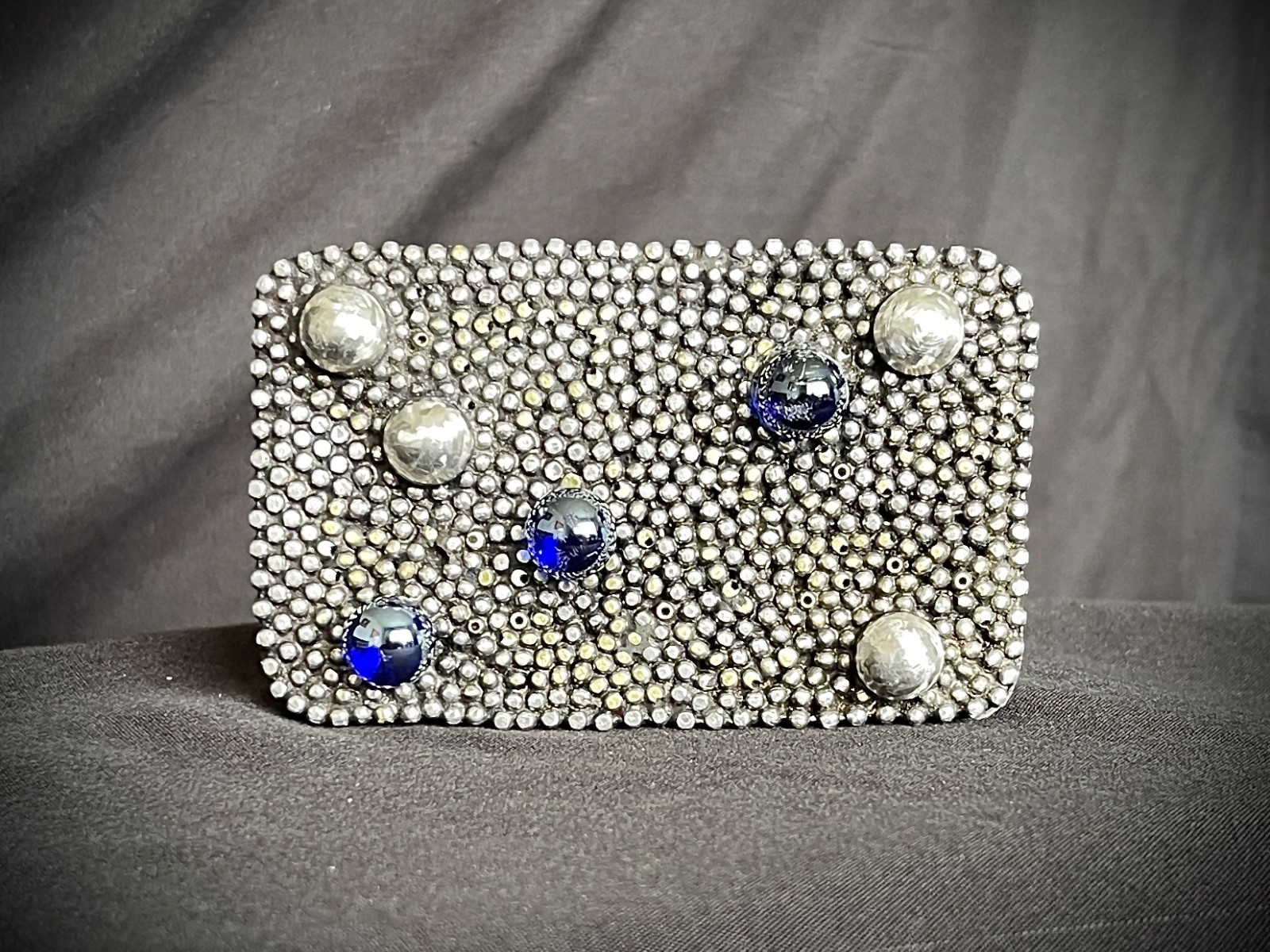 “Galaxy” Industrial Gothic Blue Stone Belt Buckle OOAK Darren McNeese