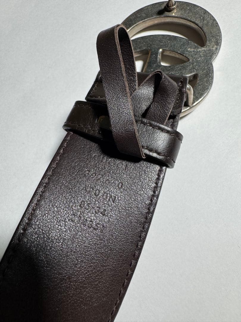 GUCCI Pre-Owned Gg Marmont Leather Belt Silver Dark Brown