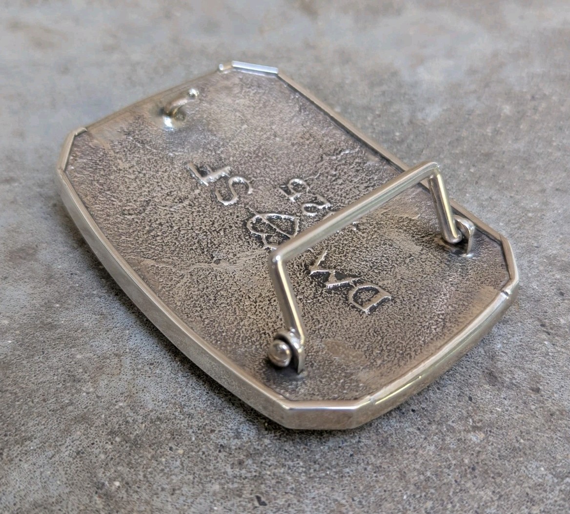 Douglas Magnus Santa Fe Turquoise Longhorn Sterling Diamond Plate Trophy Buckle