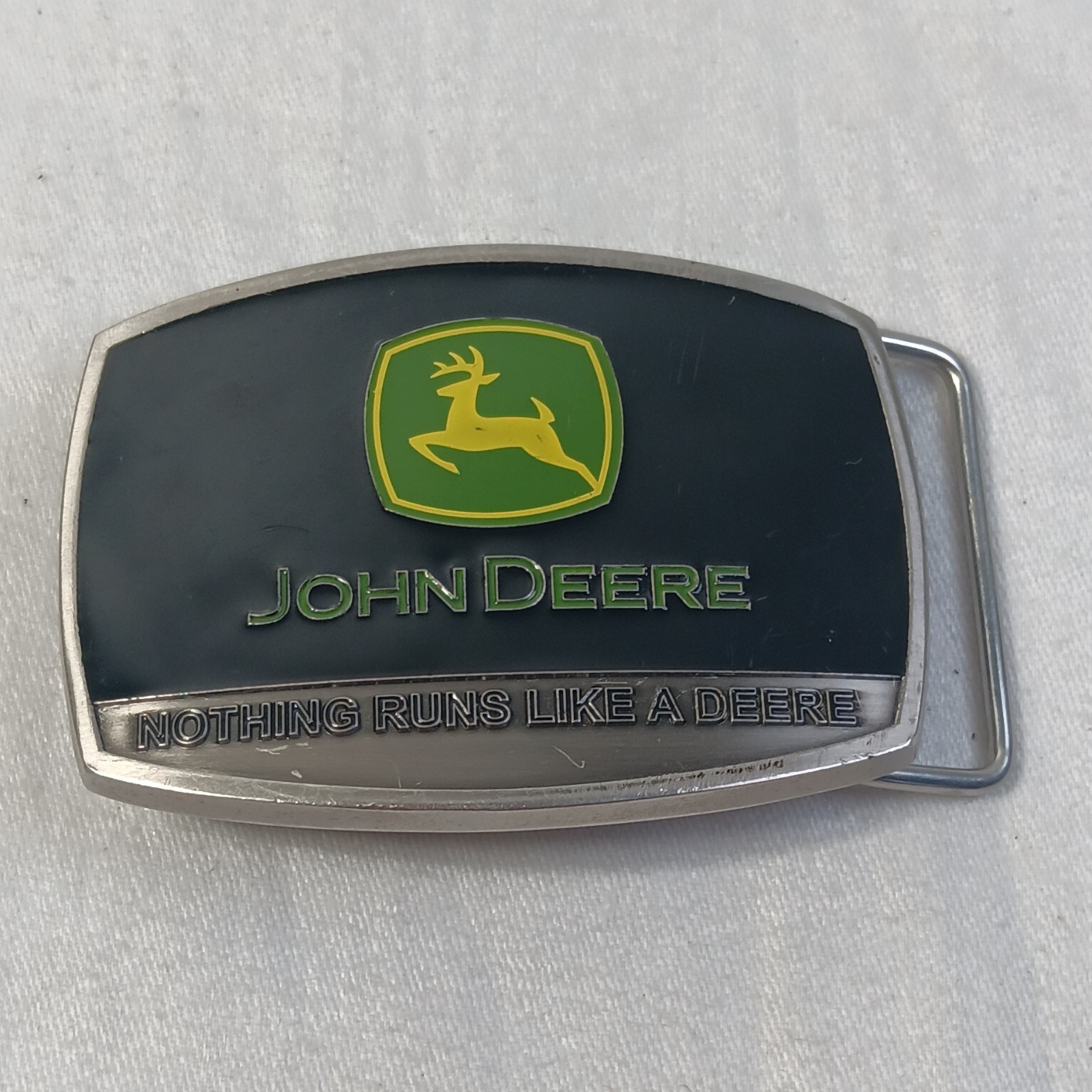 JOHN DEERE SpecCast Green Yellow & Black Pewter Enamel Belt Buckle