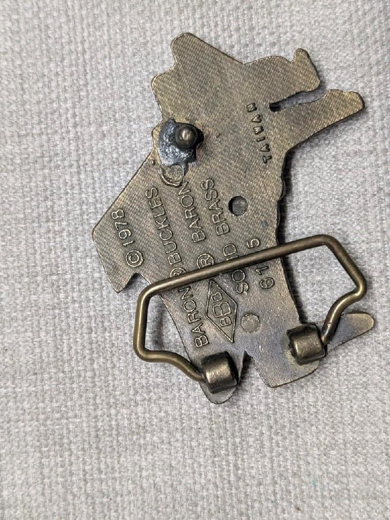 vintage PIANO belt buckle SOLID BRASS baron 1970s western cowboy MUSIC concert