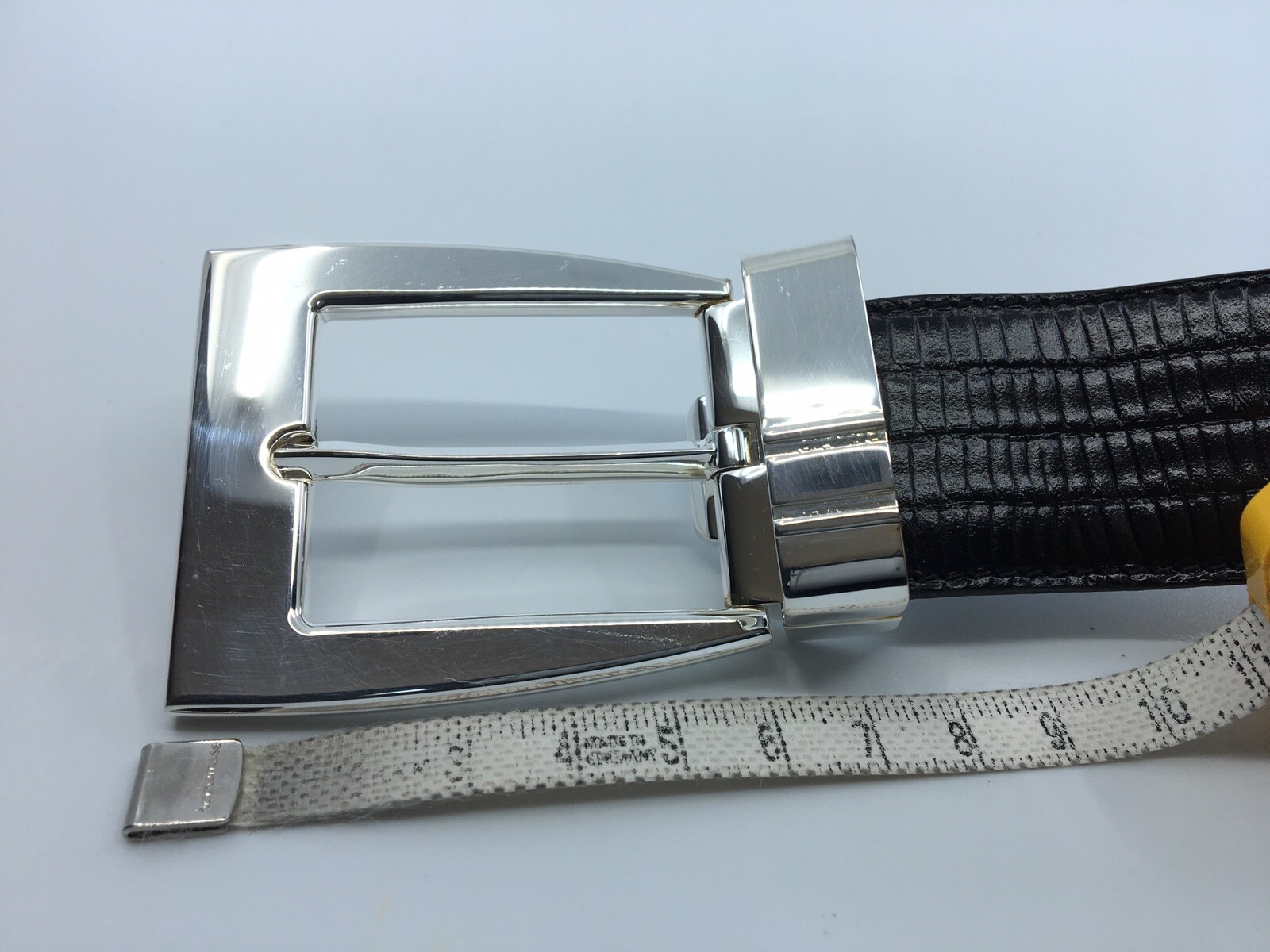 New Authentic Montblanc Sterling Silver Buckle Trapeze Calf Strap Belt