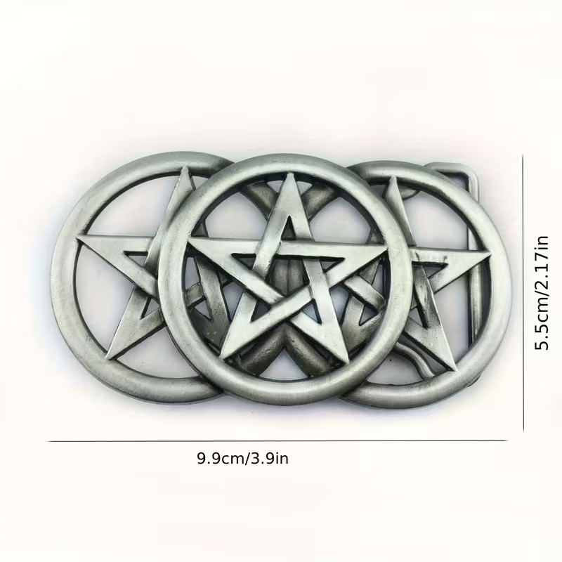 Pentacle Pentagram Belt Buckle Wiccan Medieval Pagan Five Point Star Jeans Biker