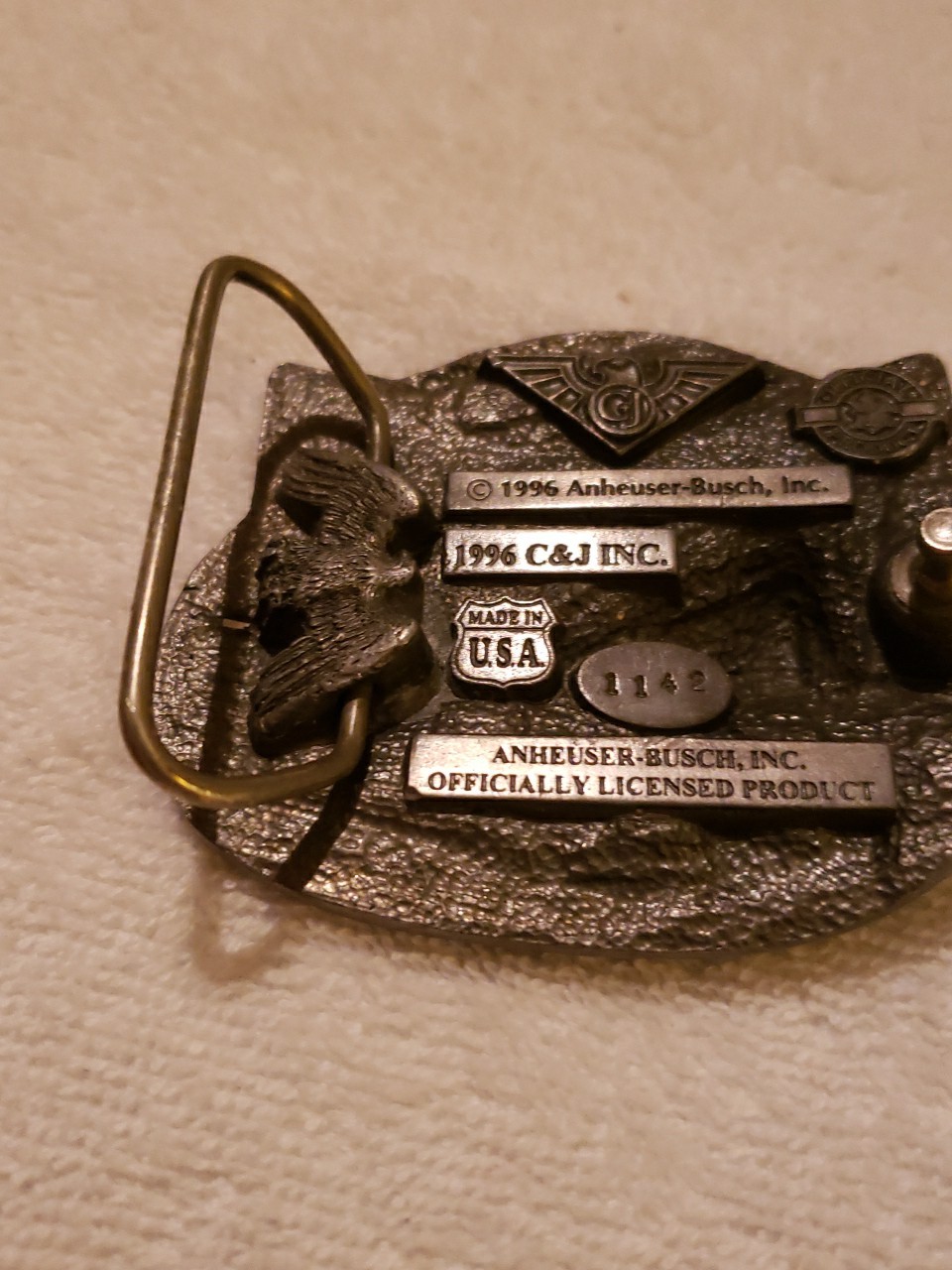 VINTAGE BUDWEISER BUCKLE CLYDESDALES KING OF BEERS EMBOSSED WAGON VGC