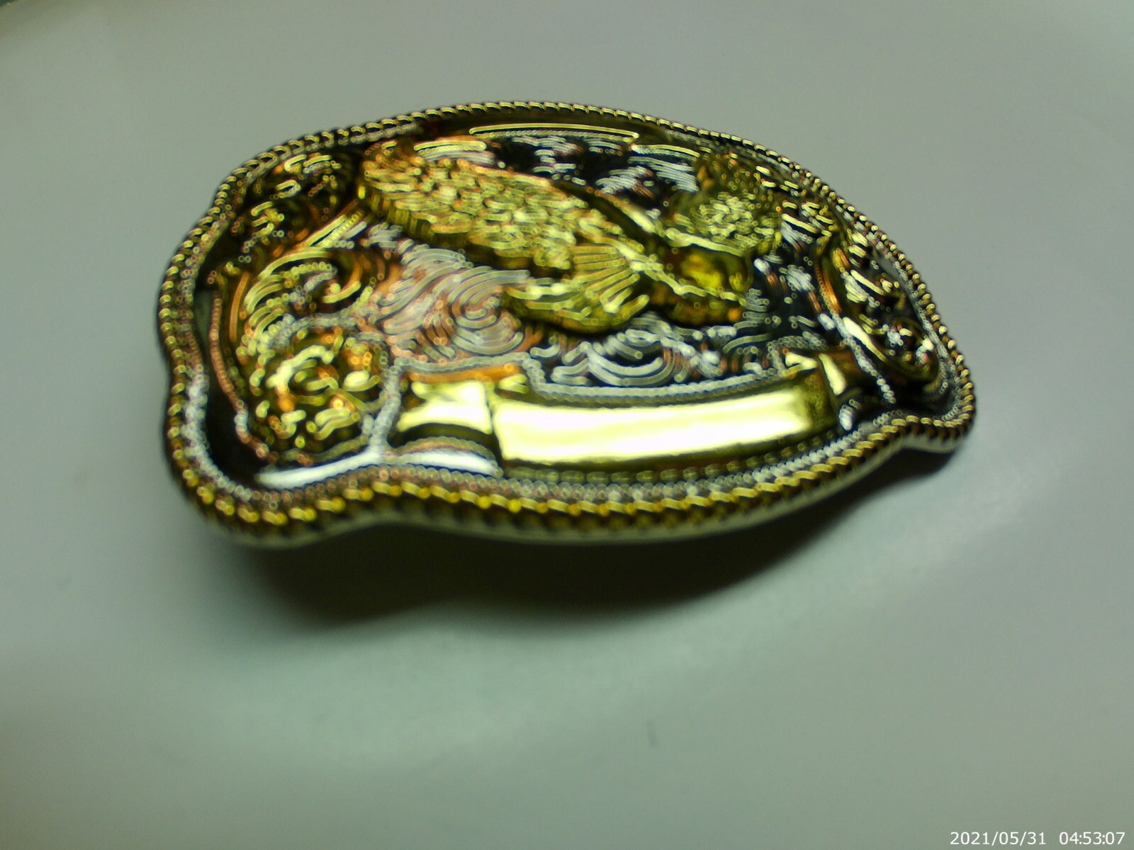 Belt Buckle BALD EAGLE Large 4&Prime; x 3&Prime; Western Cowboy Rodeo Silver Gold