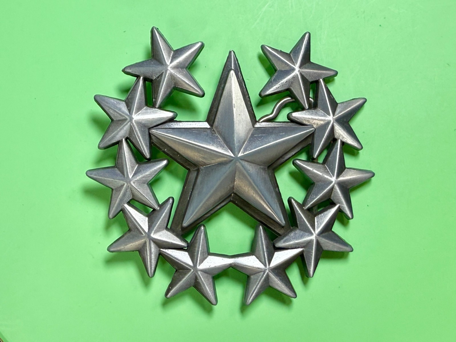 Eleven Five Pointed Star Cutout Silver Color Western Style LARGE Belt Buckle