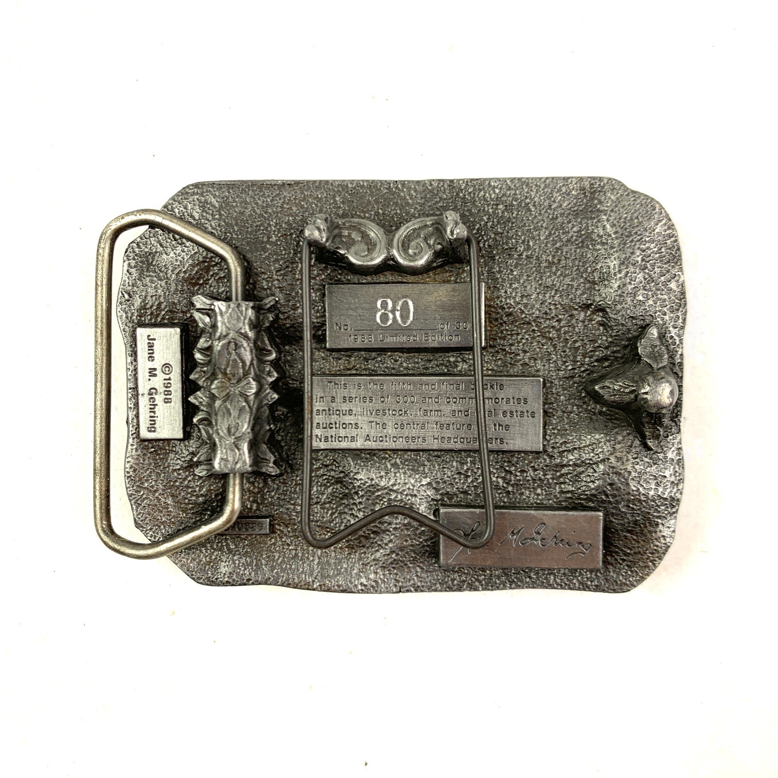 Kansas Auctioneers Association NAA Jane Gehring Metal Belt Buckle 1988 80/300