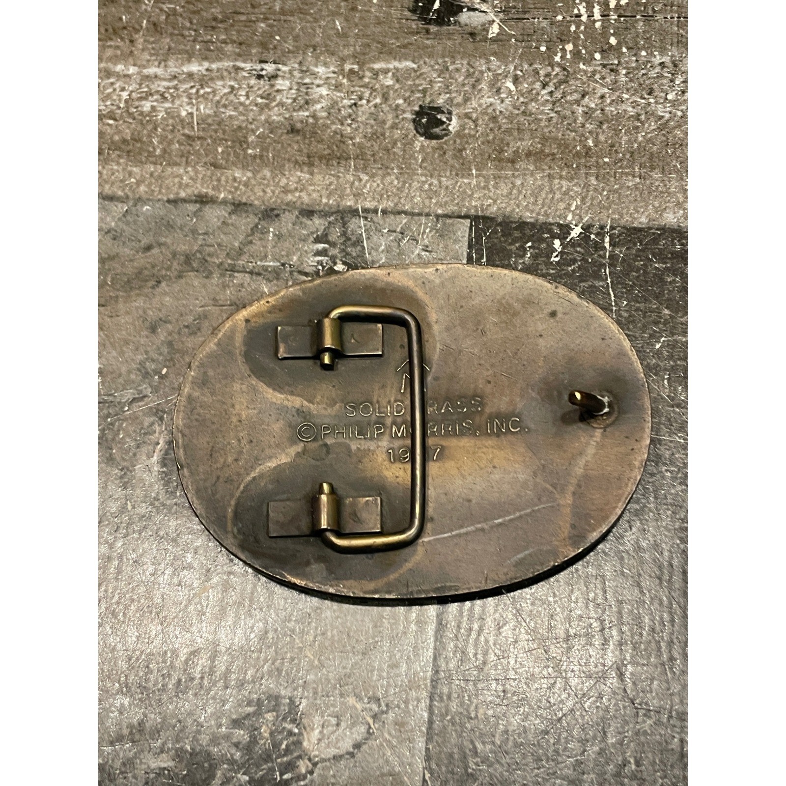 Vintage 1987 Marlboro Solid Brass Belt Buckle Longhorn Steer Star Philip Morris