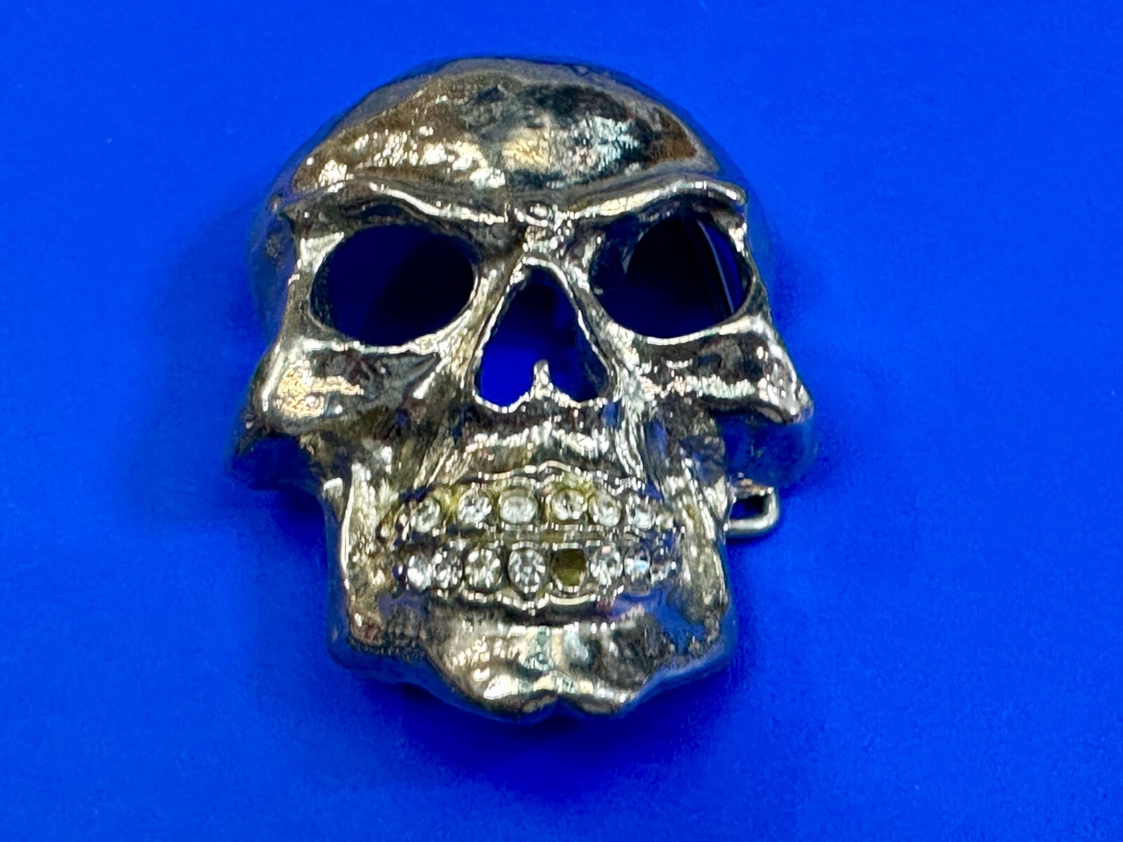 Skull Head with Rhinestone Teeth Halloween Gothic Punk Belt Buckle by Rock Rebel