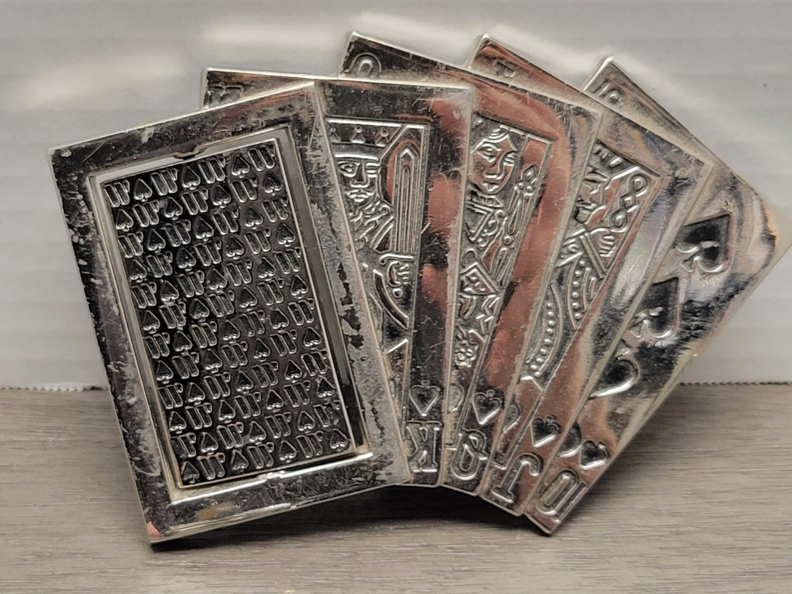 Belt Buckle Poker Royal Flush with Revolving Ace, Metal, Westside CA