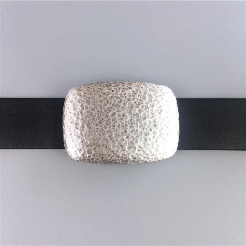 Vintage Silver Plated Hammer Forged Rectangle Belt Buckle also Stock in the US