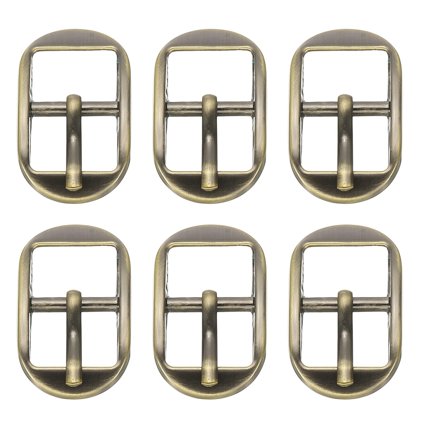 6 Pcs 0.6 Inch Single Prong Buckles Oval Center Bar Buckles, Bronze