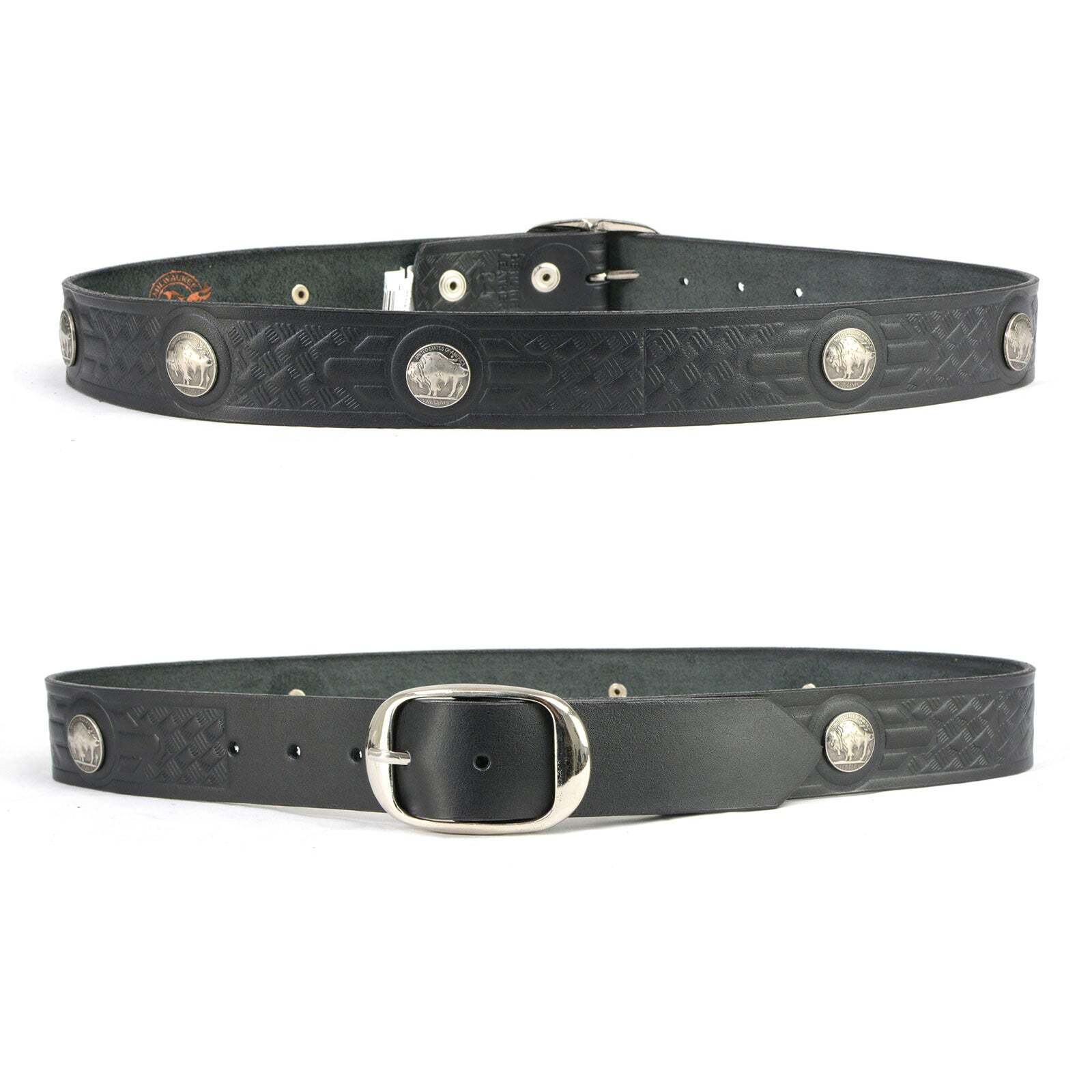 Milwaukee Leather 7123 Men&rsquo;s 44 MAG Black Leather Belt w/ Interchangeable Buckle