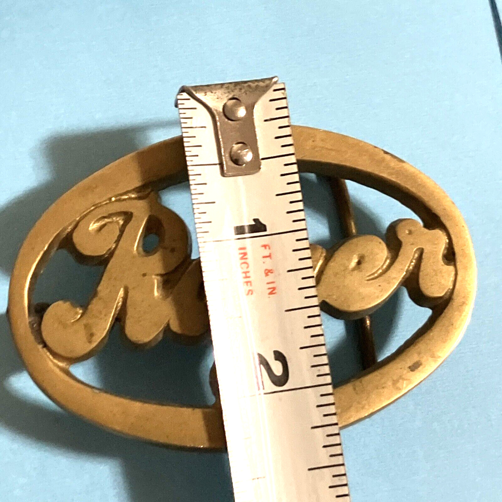 Vintage Western Solid Brass Belt Buckle ROGER Iconic Character Roger TAIWAN