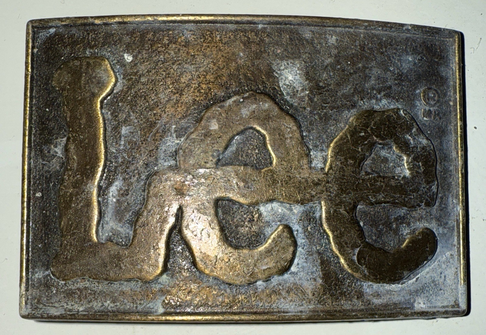Vintage Brass Lee Brand Jeans Belt Buckle Blue Denim Casual Wear Cowboy Western
