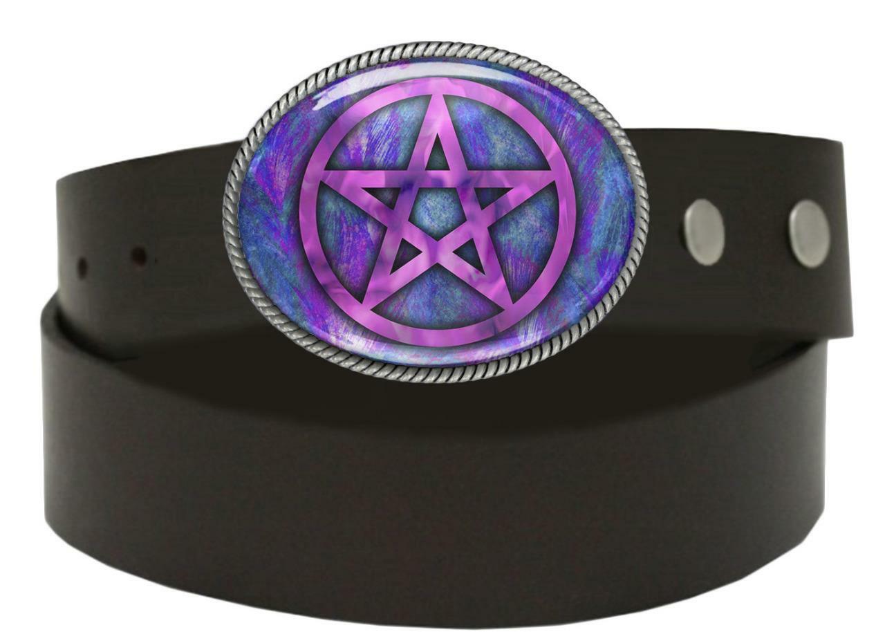 Pretty Pastel Pentagram Pentacle Symbol Handmade Artisan Belt Buckle