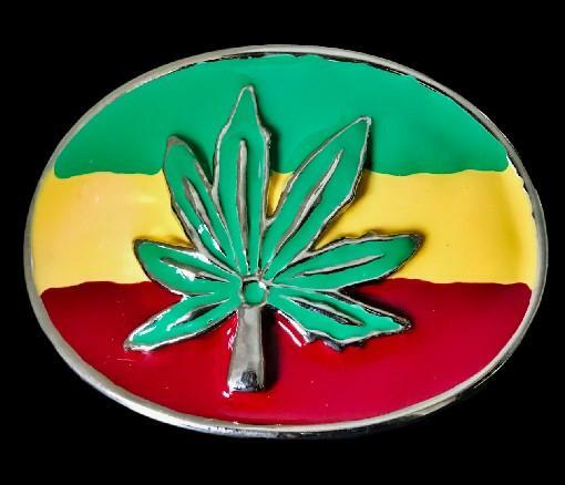 Marijuana Pot Leaf Flag Belt Buckle Hippies Culture Belts Buckles