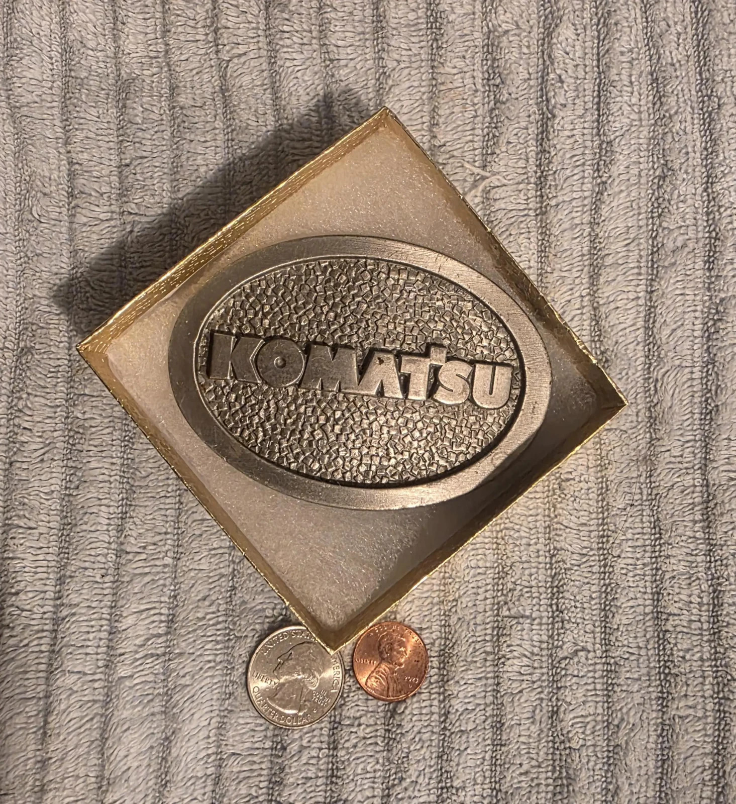 Vintage 1997 Metal Belt Buckle, Komatsu, Tractor, Bulldozer, Construction, AG