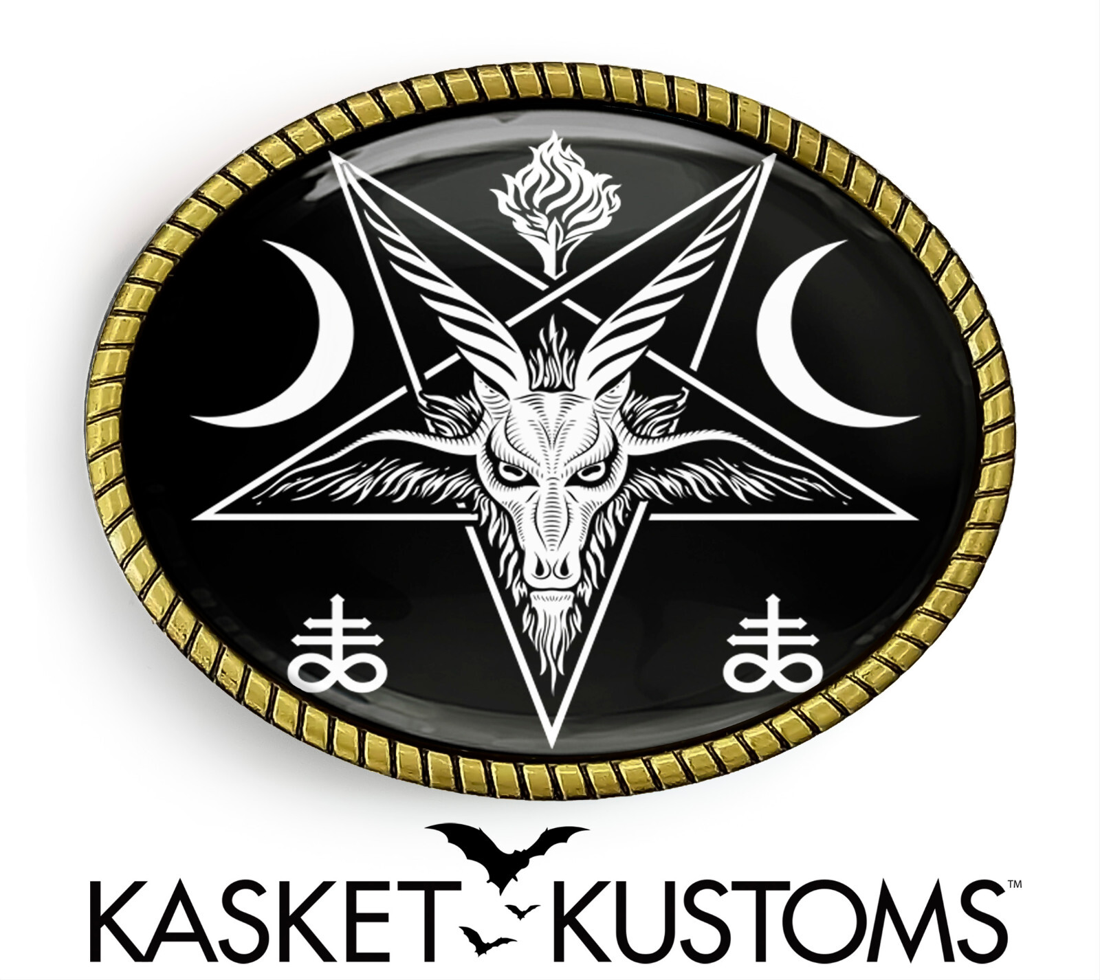 Baphomet Pentagram Belt Buckle – Satanic Leviathan Cross Artisan Buckle – 964
