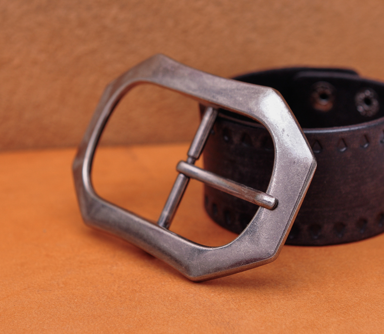 Heavy Solid Silver Men Leather Huge Center Bar Jeans Belt Buckle Fit 40mm Strap