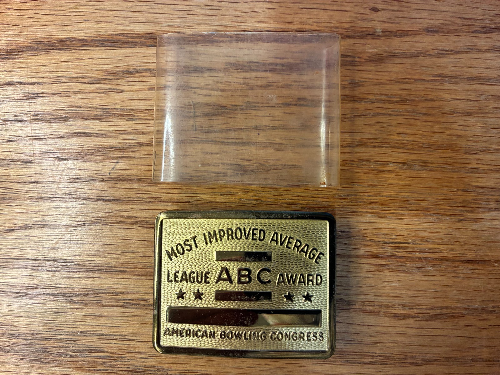 Vintage ABC Bowling League Award Belt Buckle Most Improved Average