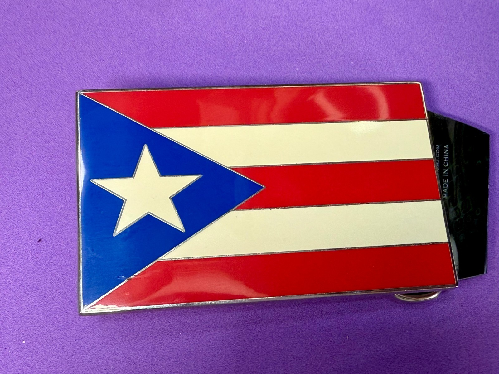 Puerto Rico Flag Commemorative Patriotic 2004 Belt Buckle by Silver Moon