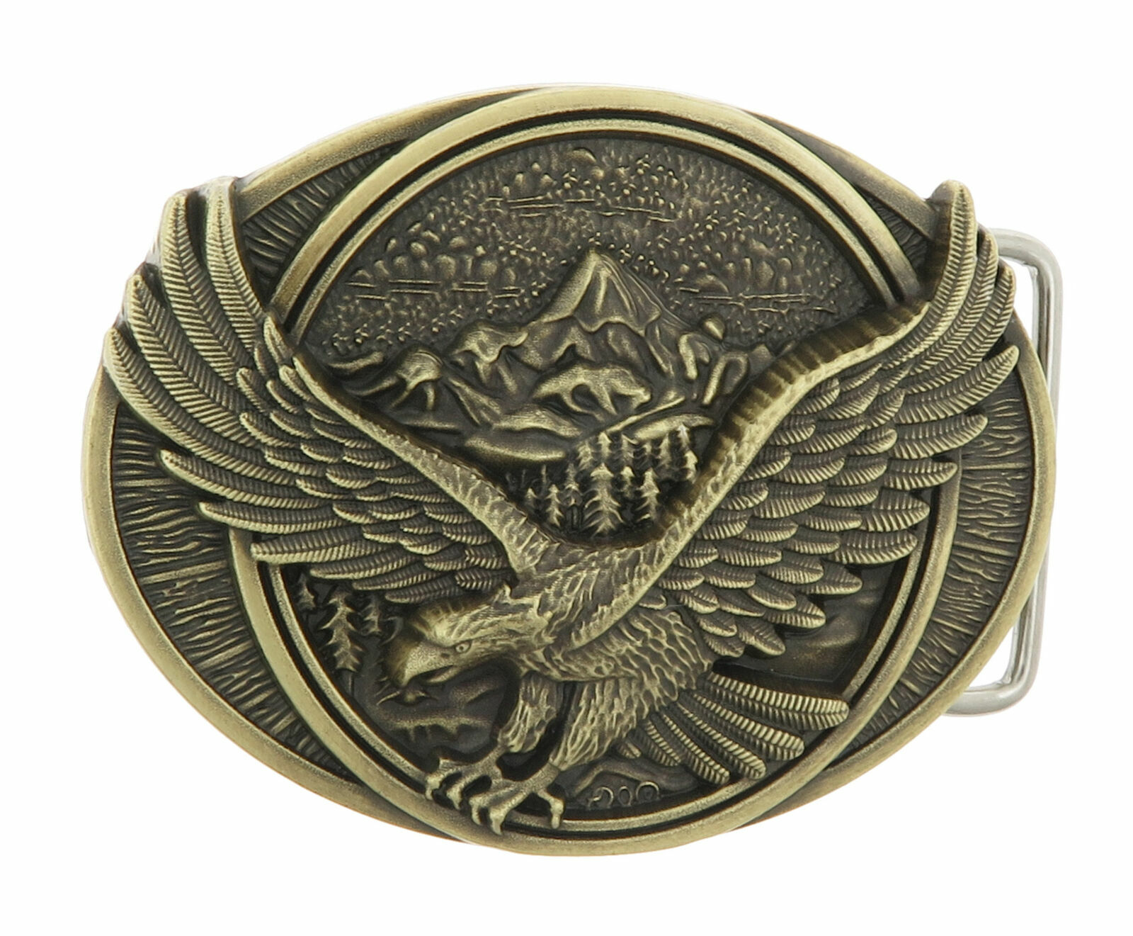 Eagle in Flight Bronze Metal Belt Buckle