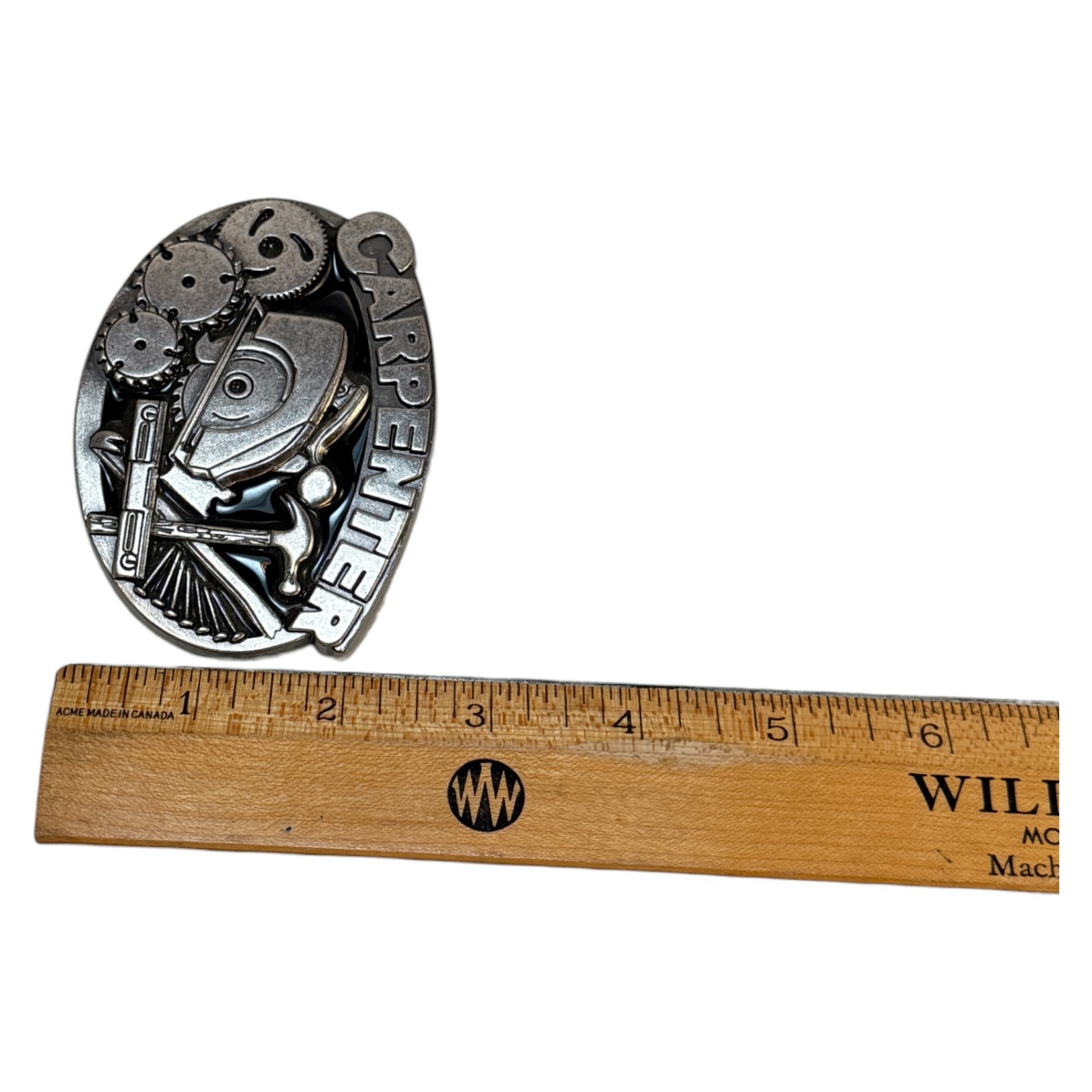 Carpenter Belt Buckle Metal Silver Tone 3.5 Inch Tools