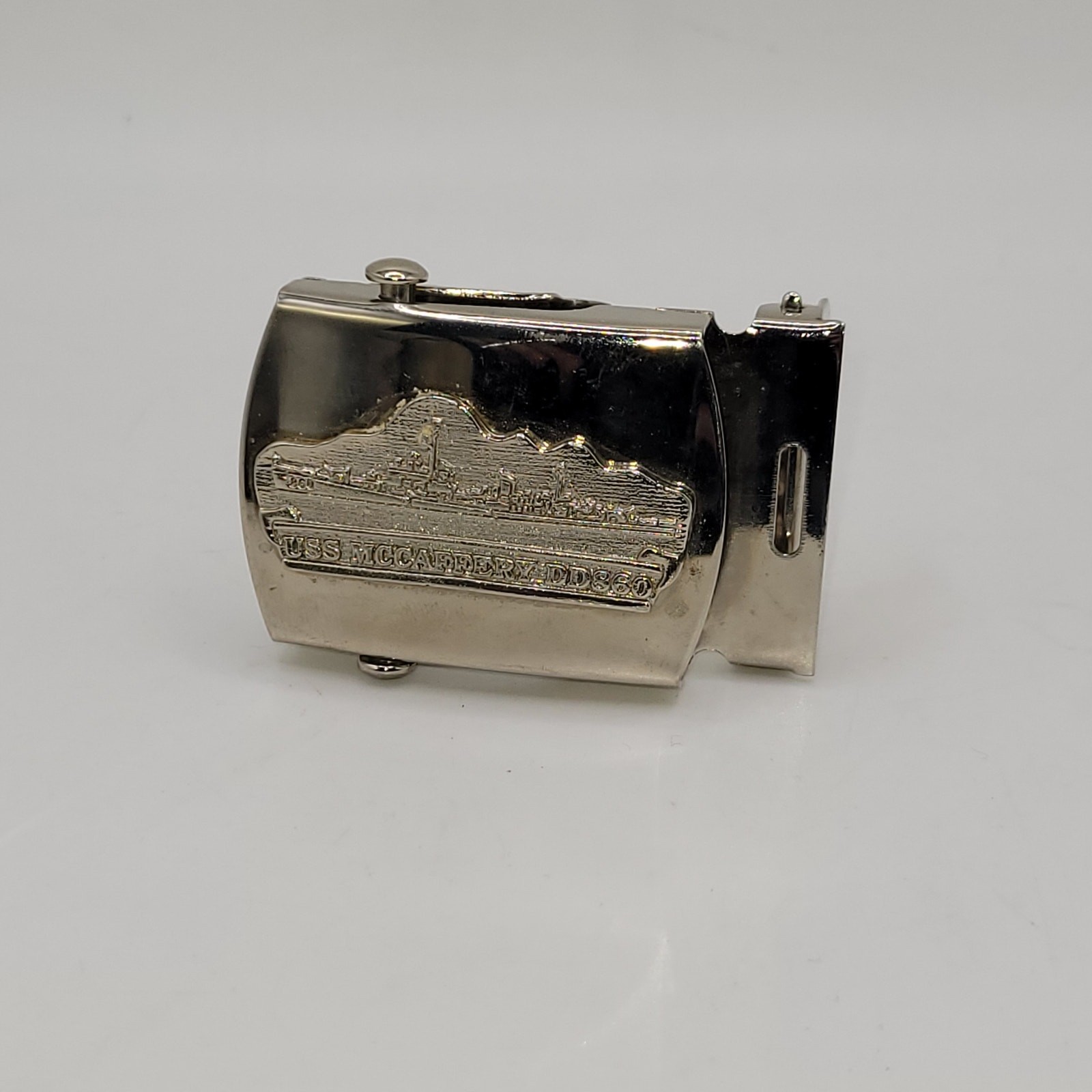 Brass Belt Buckle DD860 USS McCaffery Made in USA Autogrip slide style rare