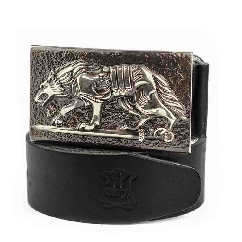 German silver belt buckle « Werewolf », Military buckle, Animal Grey Wolf buckle