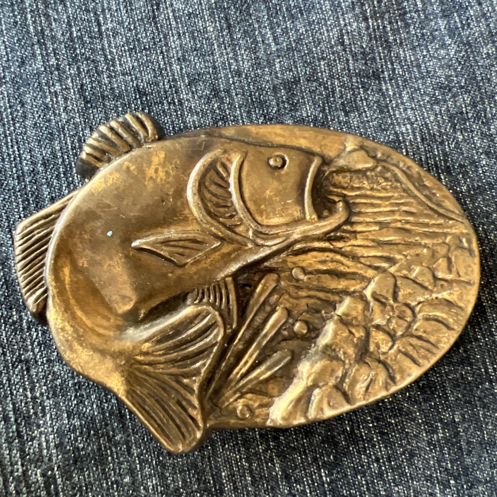 MBCI Solid Brass Fish Belt Buckle | Made in USA | 1970s Fishing Buckle Vintage