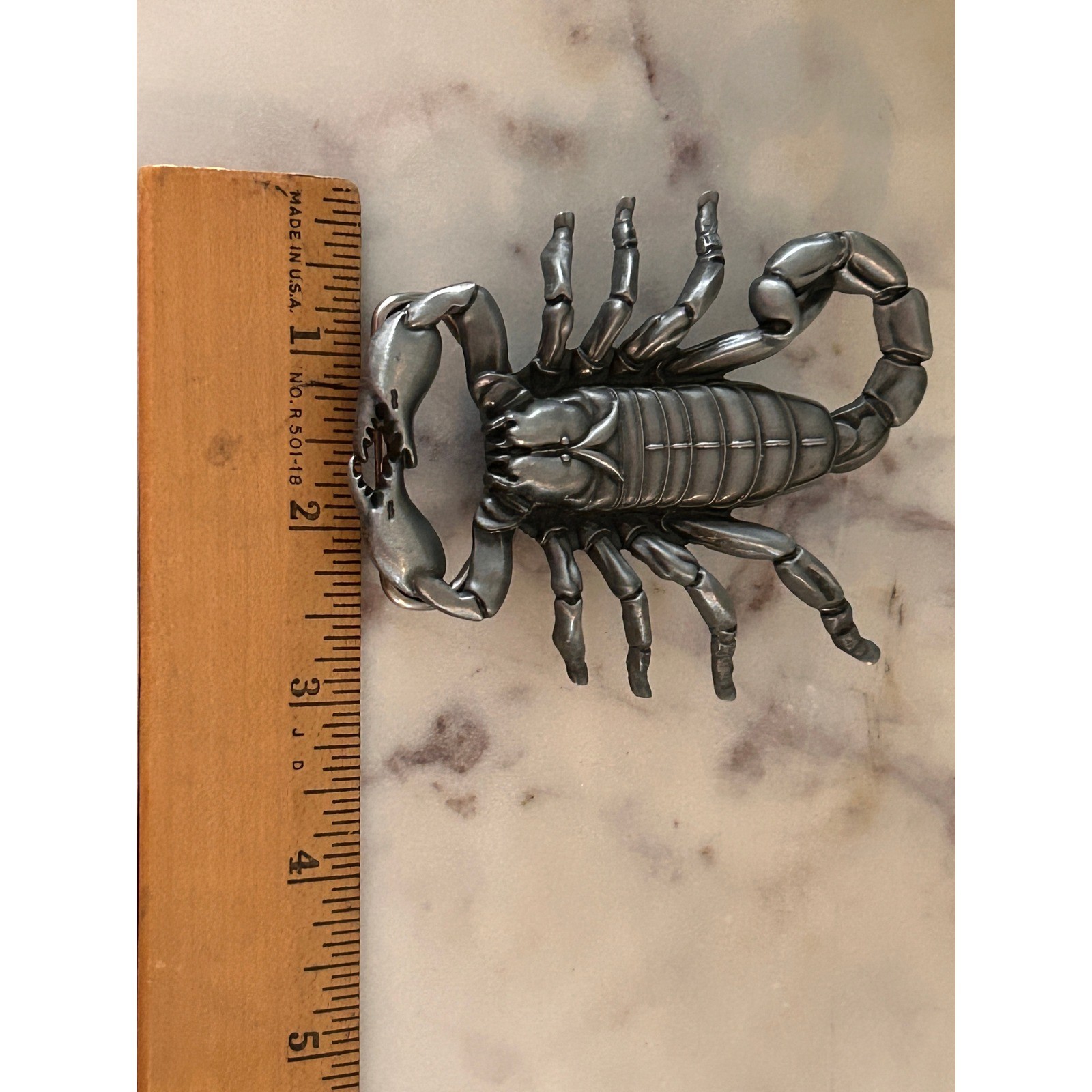 Fun Buckles Vintage Scorpion Belt Buckle Pewter Tone 3D Metal Biker Western 4in