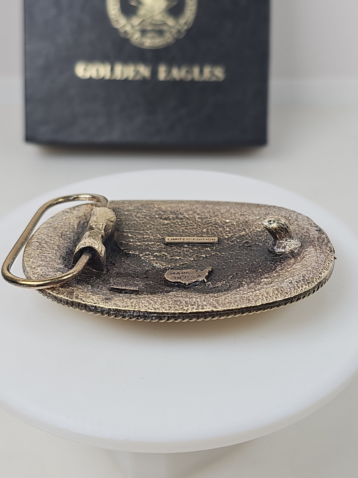 New Vintage NRA Solid Brass Golden Eagles Belt Buckle National Rifle Association