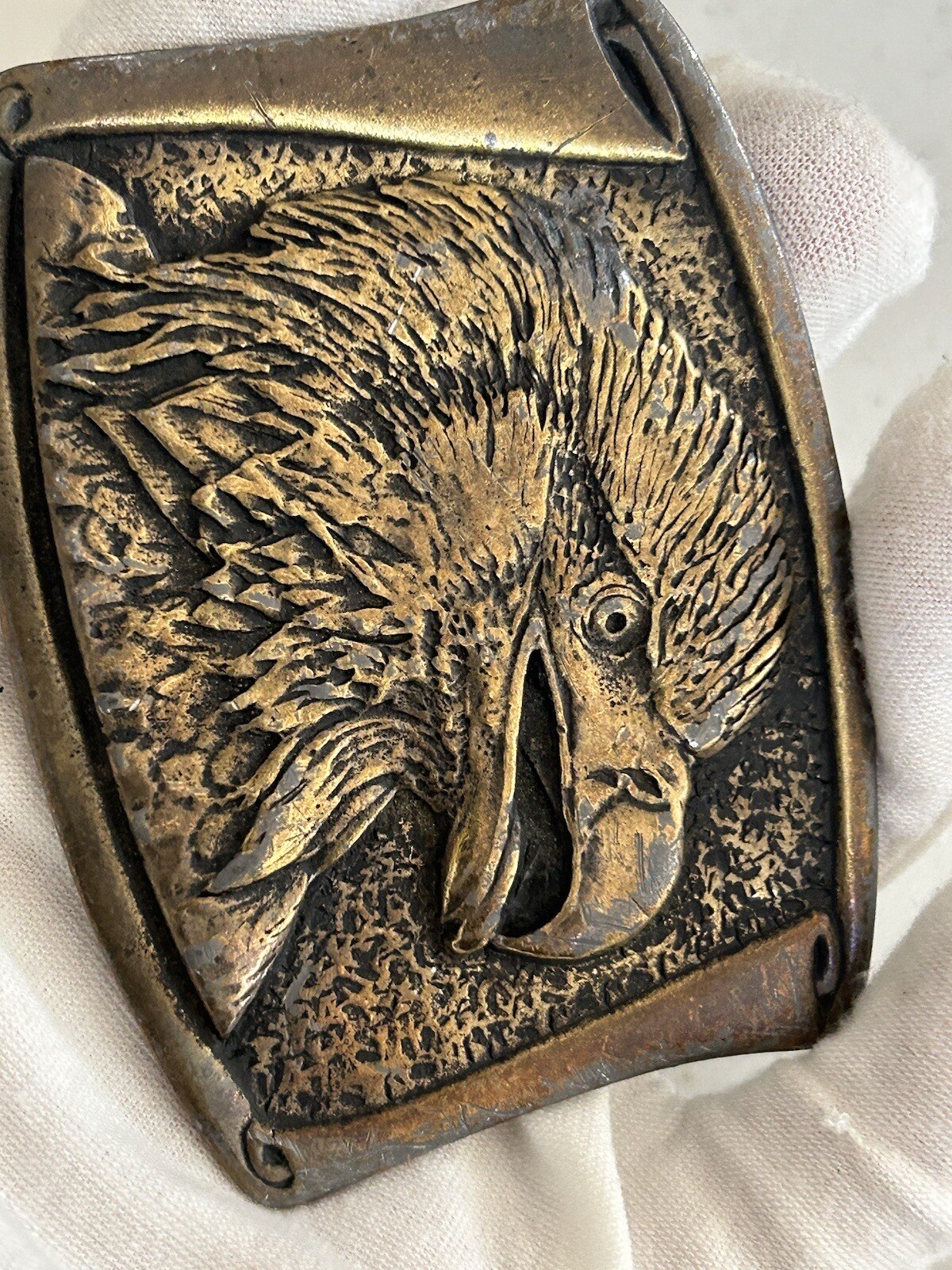Bald Eagle Belt Buckle Made USA Patriotic CDC Metal Works 1974 Colorado Rattlesn