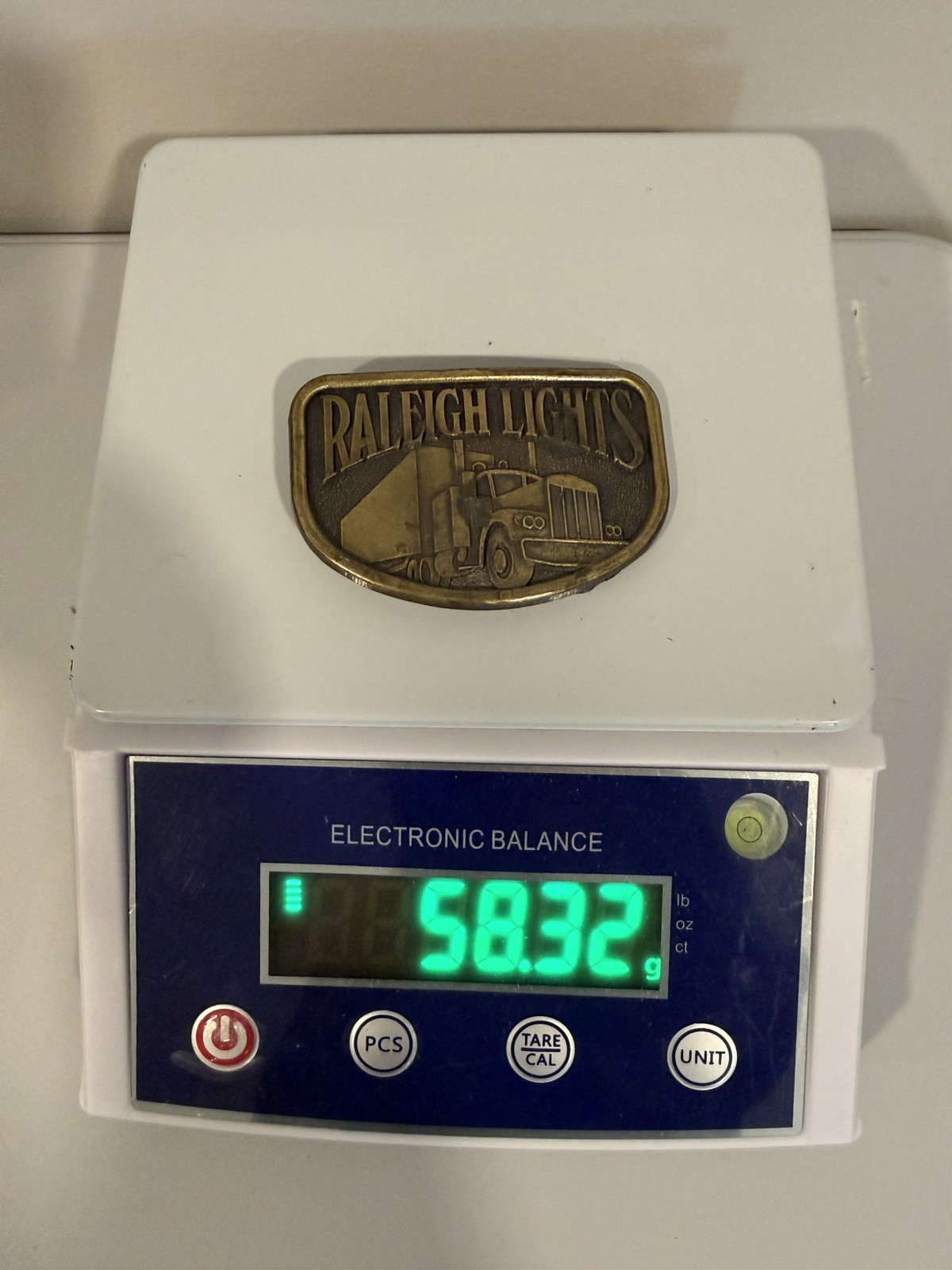 Raleigh Lights Trucker Belt Buckle Semi Truck Big Rig Hauler Transport