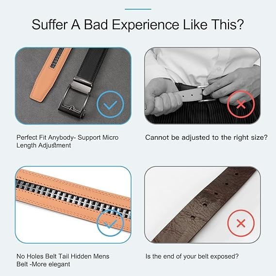 SENDEFN Ratchet Belt Replacement Strap 1 36&Prime;-42&Prime; Waist Adjustable, Black-4