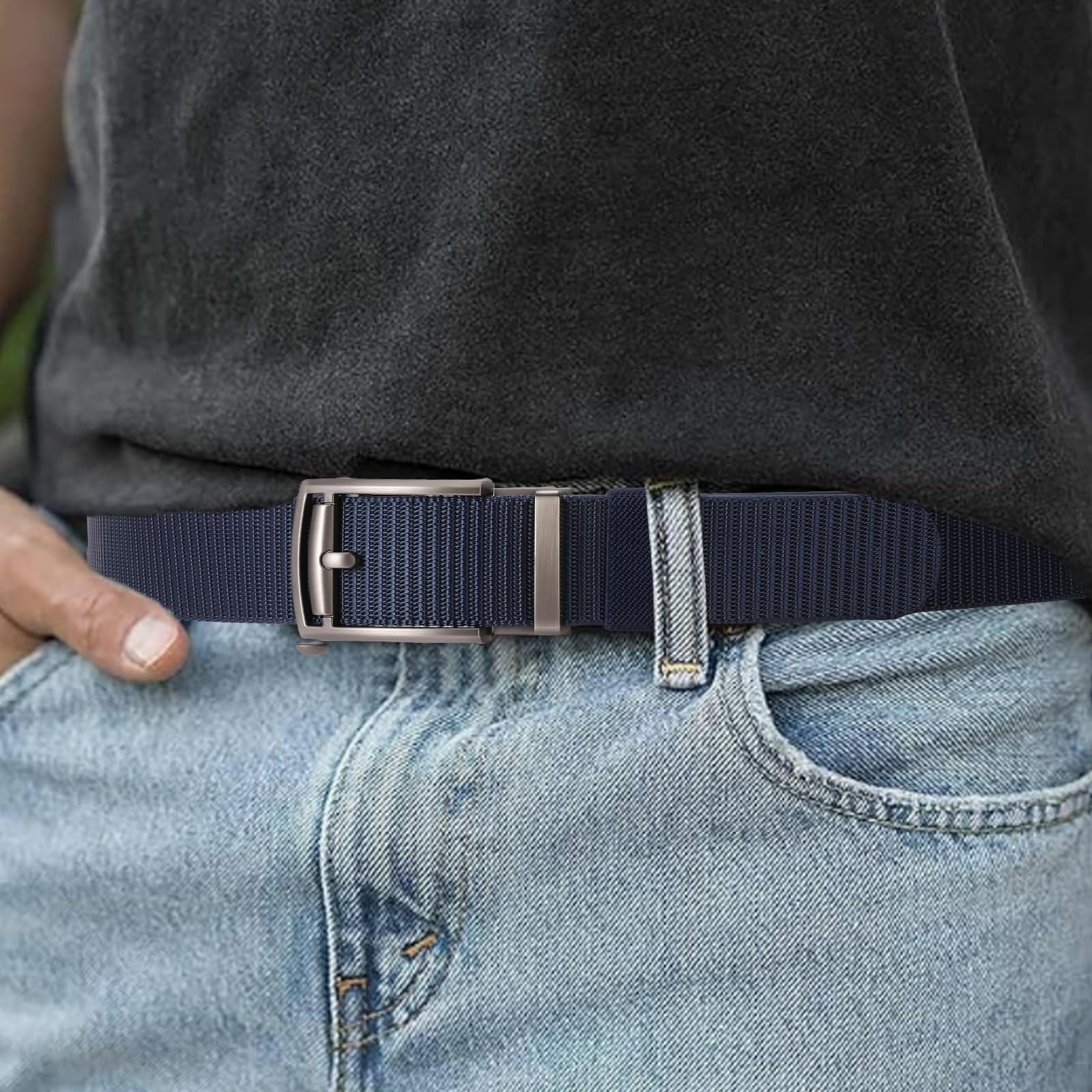 SENDEFN Nylon Ratchet Belts for Men, Golf Web Belt M（36 »-46 » Waist）, Blue