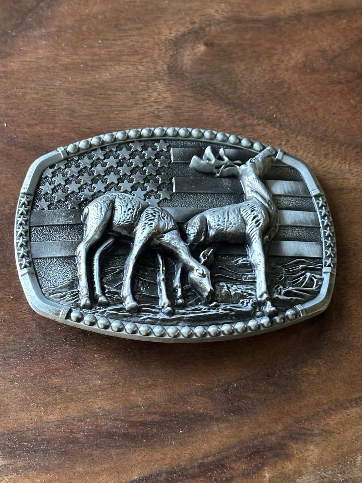 Silver Deer Belt Buckle Western Cowboy Native American Motorcyclist