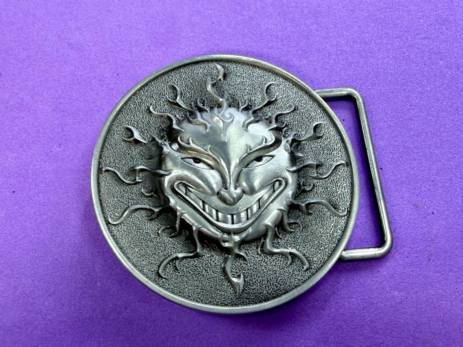 Flaming Sun Solar Flare Grinning Creepy Smile Novelty Belt Buckle by Buckle Rage