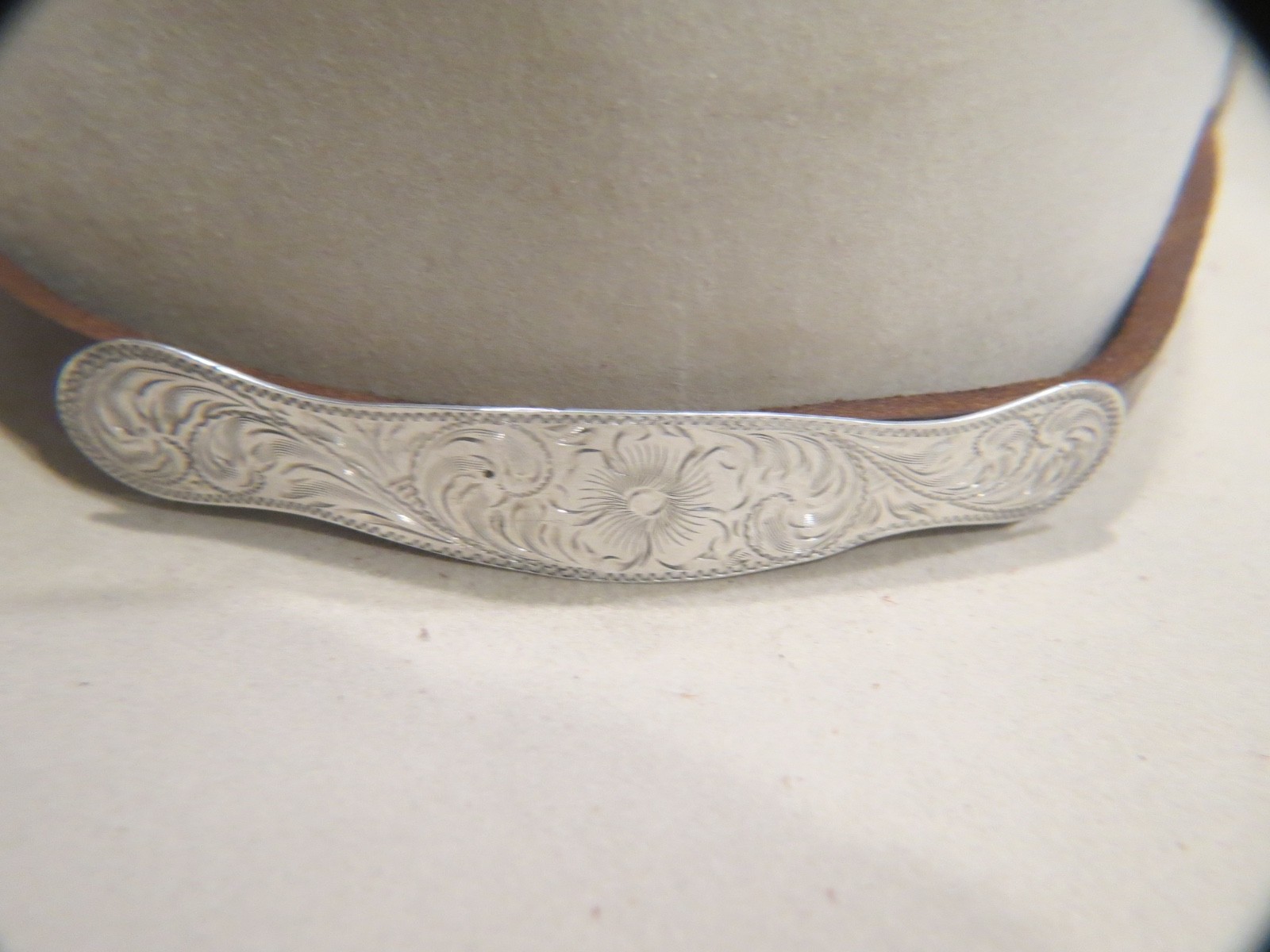 Sterling Silver Southwestern Hand Tooled Concho Hat Band 2 piece Buckle Set