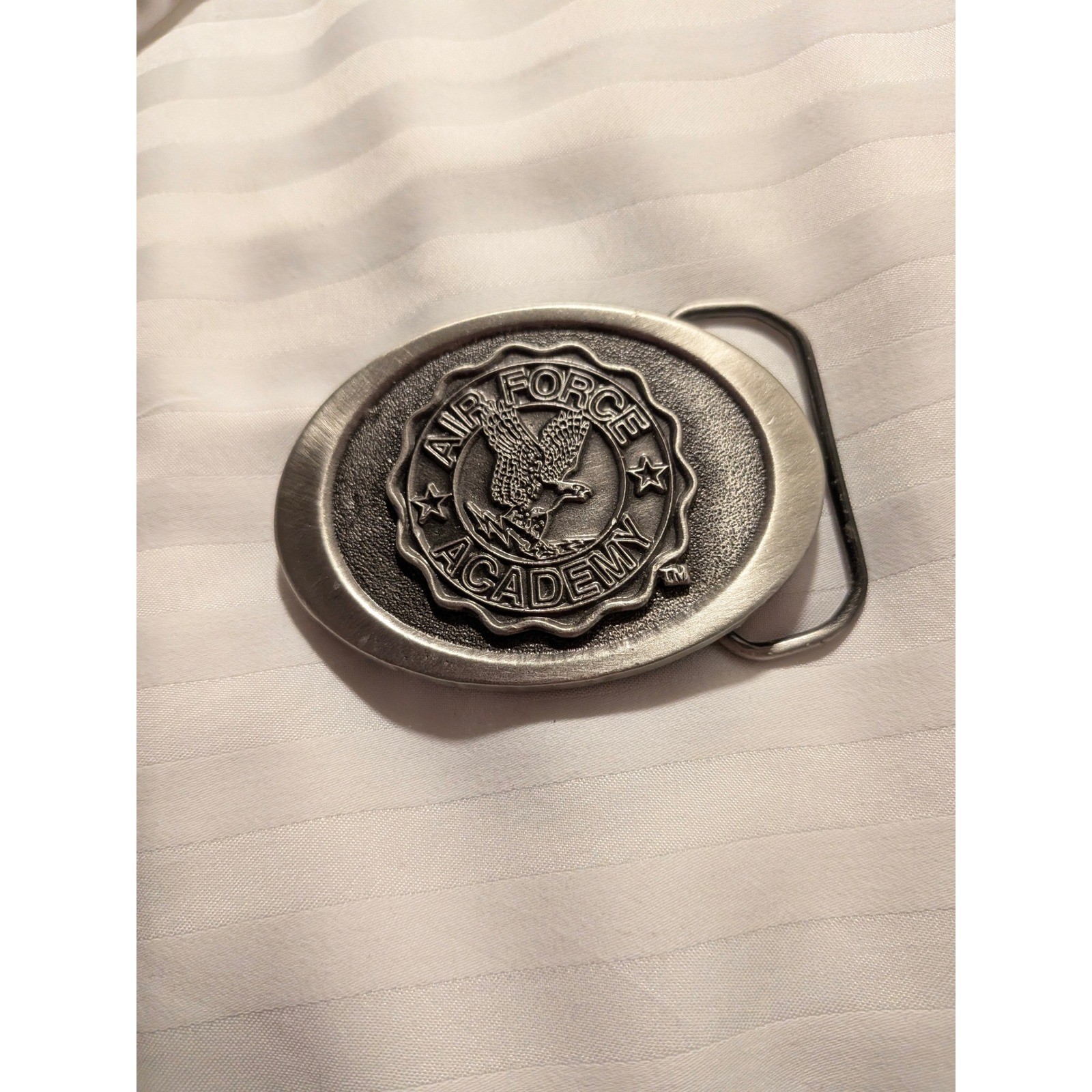 Vintage GAP Belt Buckle Air Force Academy USA 90s Collegiate Pewter Oval Buckle