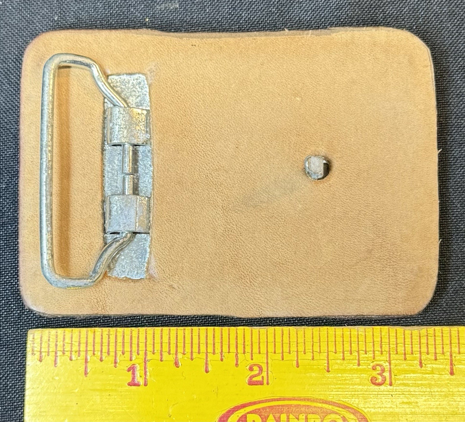 Southwestern Bell Tan Leather Frame Belt Buckle w/ Bell Logo, Fits 1.5 in
