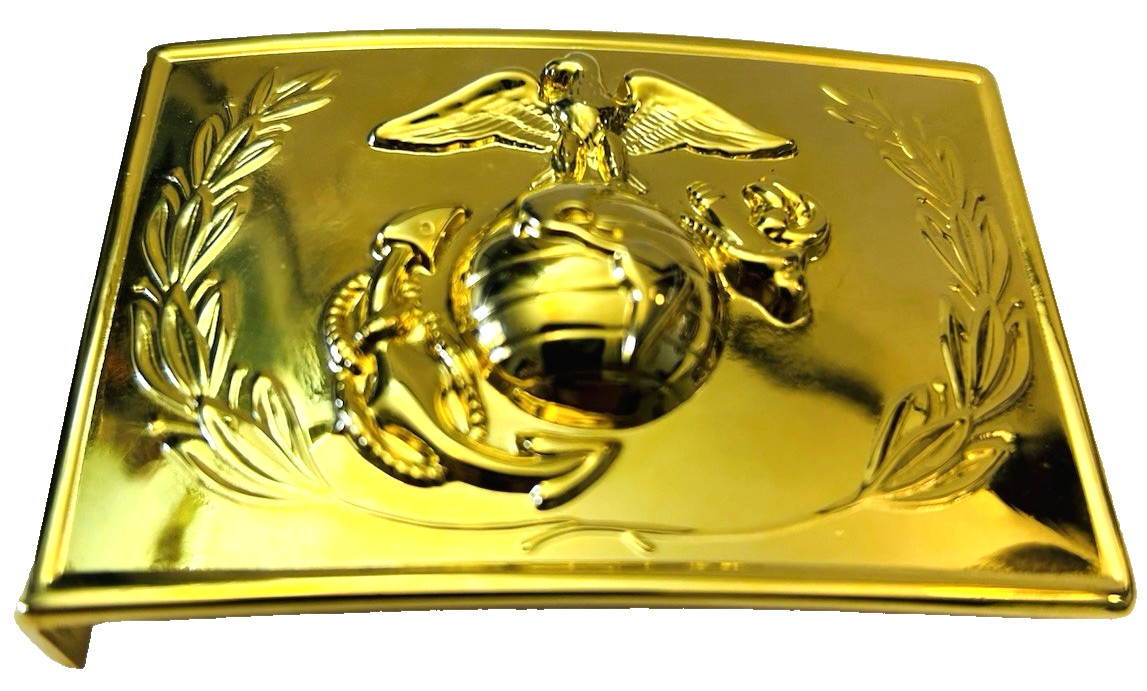 USMC Marine Corps Officers&rsquo; Equipment Company Gold Toned Belt Buckle EGA USA