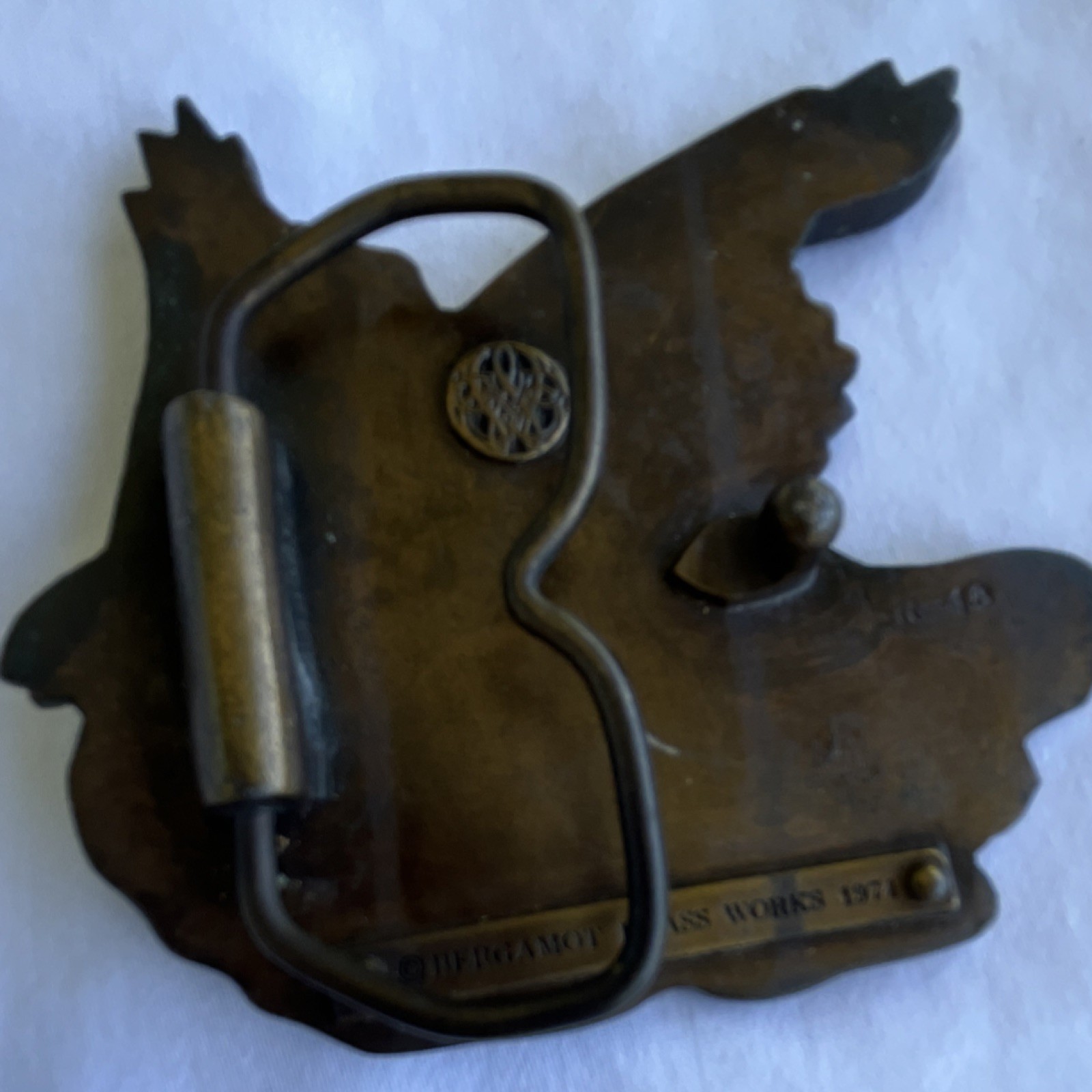 Bergamot Brass Works 1974 Brass Eagle Wildlife Belt Buckle Antique Finish